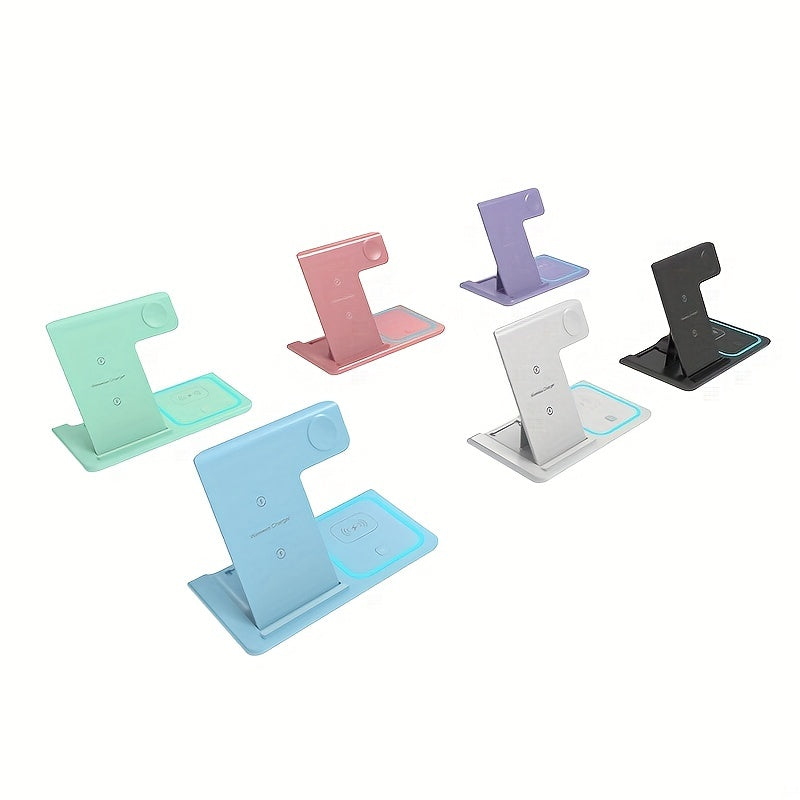 3 In 1 Fast Charging Station, Folding Wireless Charger Stand For IPhone 15,14,13,12,11/Pro/Max/Mini/Plus, X, XR, XS/Max, SE, 8/Plus, For IWatch 1-9, For Airpods 3/2/Pro