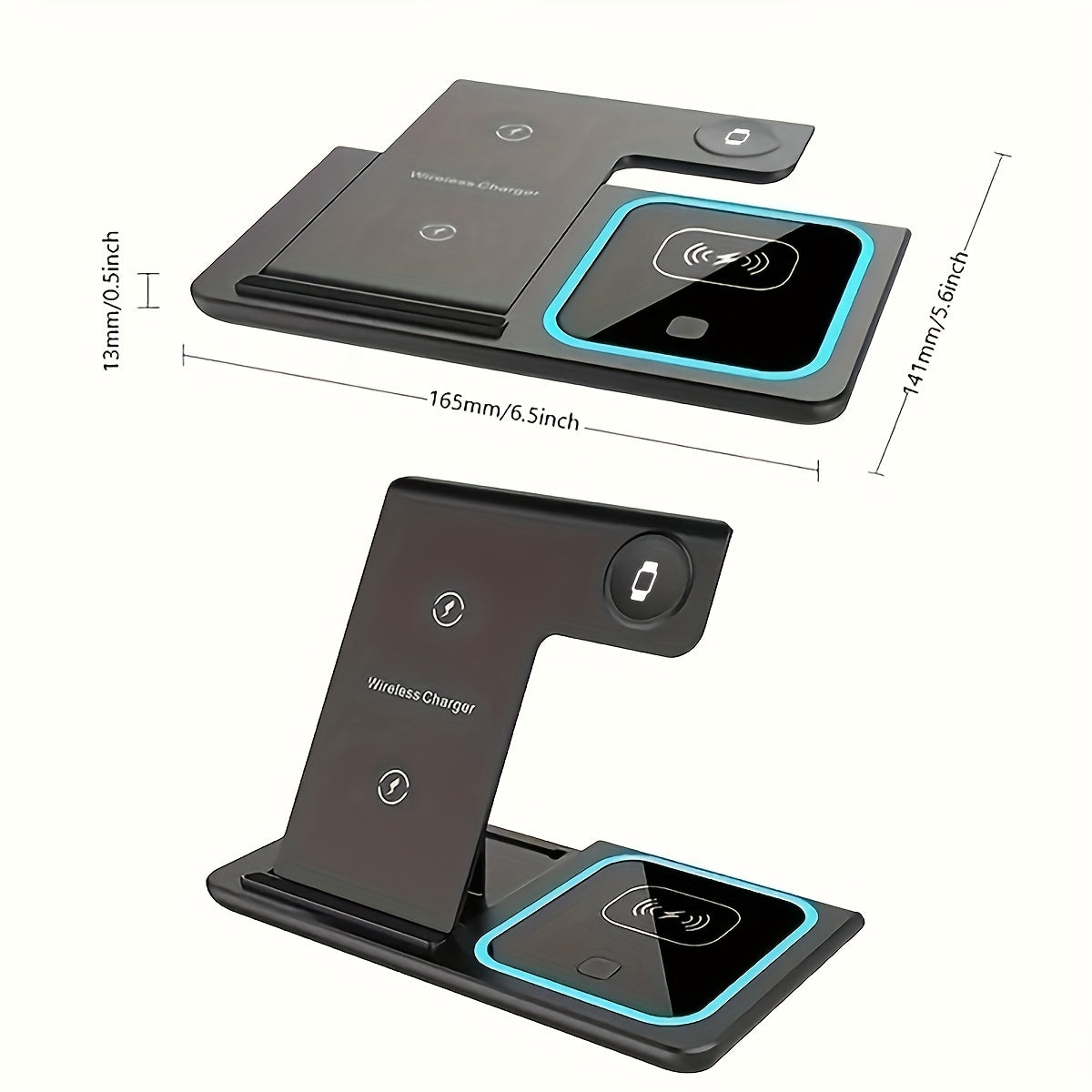 3 In 1 Fast Charging Station, Folding Wireless Charger Stand For IPhone 15,14,13,12,11/Pro/Max/Mini/Plus, X, XR, XS/Max, SE, 8/Plus, For IWatch 1-9, For Airpods 3/2/Pro