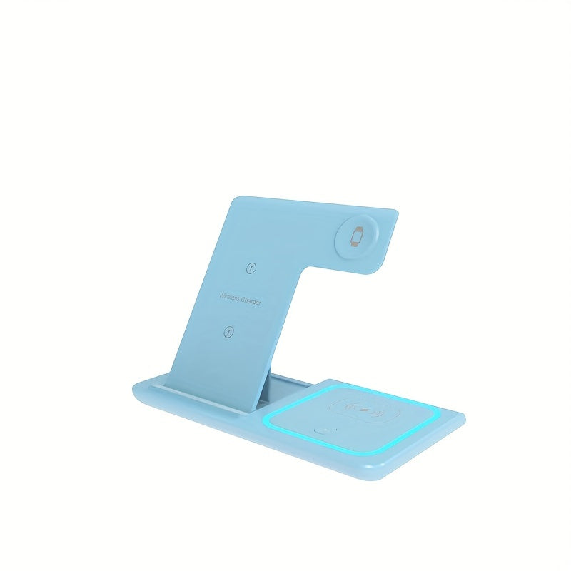 3 In 1 Fast Charging Station, Folding Wireless Charger Stand For IPhone 15,14,13,12,11/Pro/Max/Mini/Plus, X, XR, XS/Max, SE, 8/Plus, For IWatch 1-9, For Airpods 3/2/Pro