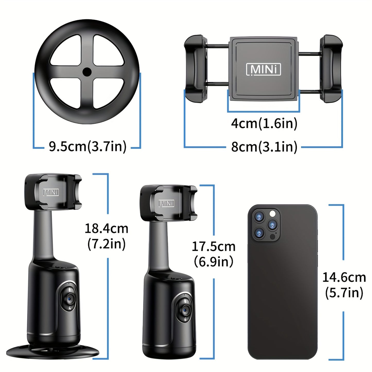 Auto Tracking Phone Holder, Auto Face Tracking Tripod, Portable All-in-one Smart Selfie Stick 360 Rotation Fast Face & Object Tracking Cameraman Robot Mount For Phone Video Vlog Live Streaming