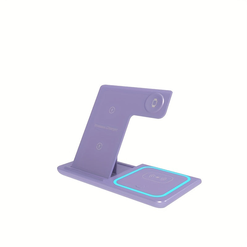 3 In 1 Fast Charging Station, Folding Wireless Charger Stand For IPhone 15,14,13,12,11/Pro/Max/Mini/Plus, X, XR, XS/Max, SE, 8/Plus, For IWatch 1-9, For Airpods 3/2/Pro