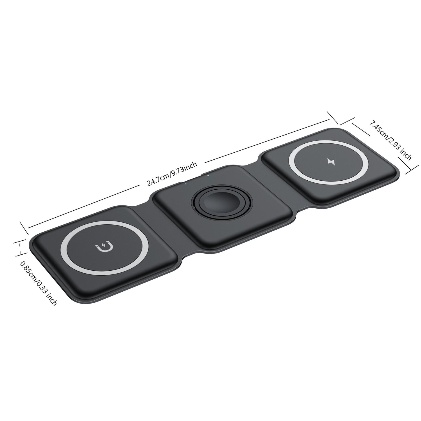 3 In 1 Wireless Charger For IPhone,Magnetic Foldable 3 In 1 Charging Station,Travel Charger For Multple Devices For IPhone 14/13/12 Series,AirPods 3/2/Pro,iWatch(Adapter Included)