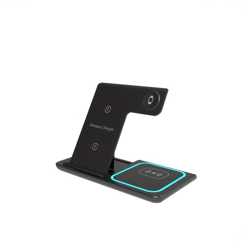 3 In 1 Fast Charging Station, Folding Wireless Charger Stand For IPhone 15,14,13,12,11/Pro/Max/Mini/Plus, X, XR, XS/Max, SE, 8/Plus, For IWatch 1-9, For Airpods 3/2/Pro