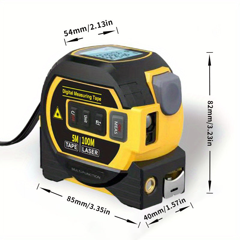 1pc Laser Tape Measure 3 In 1 Digital Tape Measure High Precision Laser Rangefinder Steel Tape Measure