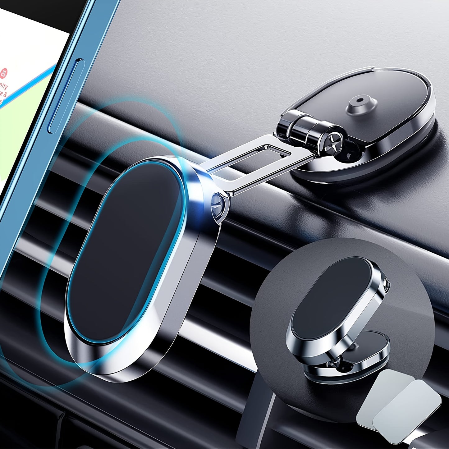 Magnetic Phone Holder For Car【Upgrade Foldable】Magnetic Phone Mount Multi-Functional 360°Rotation Phone Magnet For Car Dashboard Phone Holder Magnetic Car Mount For IPhone, Samsung, LG All Smartphones