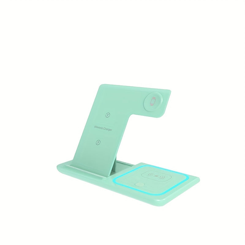 3 In 1 Fast Charging Station, Folding Wireless Charger Stand For IPhone 15,14,13,12,11/Pro/Max/Mini/Plus, X, XR, XS/Max, SE, 8/Plus, For IWatch 1-9, For Airpods 3/2/Pro