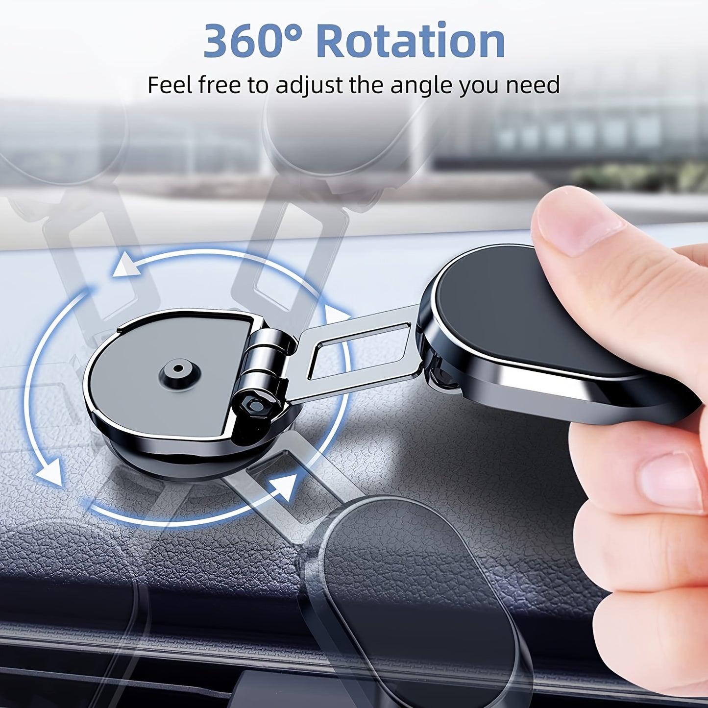 Magnetic Phone Holder For Car【Upgrade Foldable】Magnetic Phone Mount Multi-Functional 360°Rotation Phone Magnet For Car Dashboard Phone Holder Magnetic Car Mount For IPhone, Samsung, LG All Smartphones