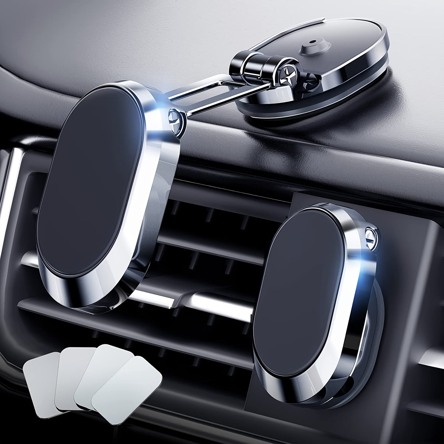 Magnetic Phone Holder For Car【Upgrade Foldable】Magnetic Phone Mount Multi-Functional 360°Rotation Phone Magnet For Car Dashboard Phone Holder Magnetic Car Mount For IPhone, Samsung, LG All Smartphones