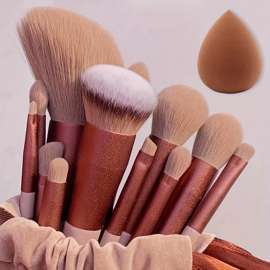 14Pcs Makeup Brush Set Soft Fluffy Professional Cosmetic Foundation Powder Eyeshadow Kabuki Blending Make Up Brush Beauty Tool With Bag Makeup Sponge Beauty Gift For Makeup Beginner