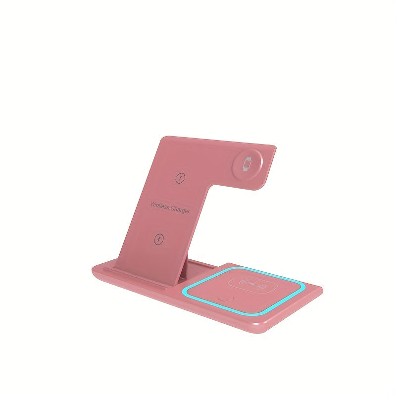 3 In 1 Fast Charging Station, Folding Wireless Charger Stand For IPhone 15,14,13,12,11/Pro/Max/Mini/Plus, X, XR, XS/Max, SE, 8/Plus, For IWatch 1-9, For Airpods 3/2/Pro