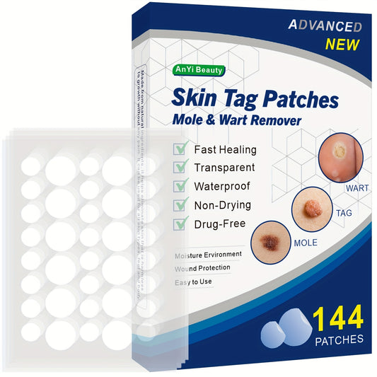 144pcs/box Skin Tag Remover Patches With Natural Ingredients, Hydrocolloid Acne Pimple Patch For Covering Zits And Blemishes, Spot Stickers For Face And Skin, Mild And Non-irritating