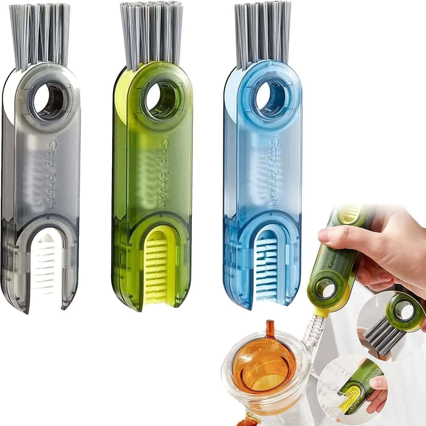3-in-1 Cup Lid Gap Cleaning Brush Set - Make Cleaning Easier with This Multifunctional Household Kitchen Tool!